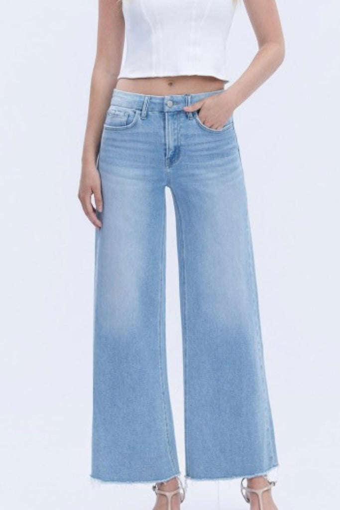 GLEAM WIDE LEG DENIM JEANS - Violet Muse Boutique