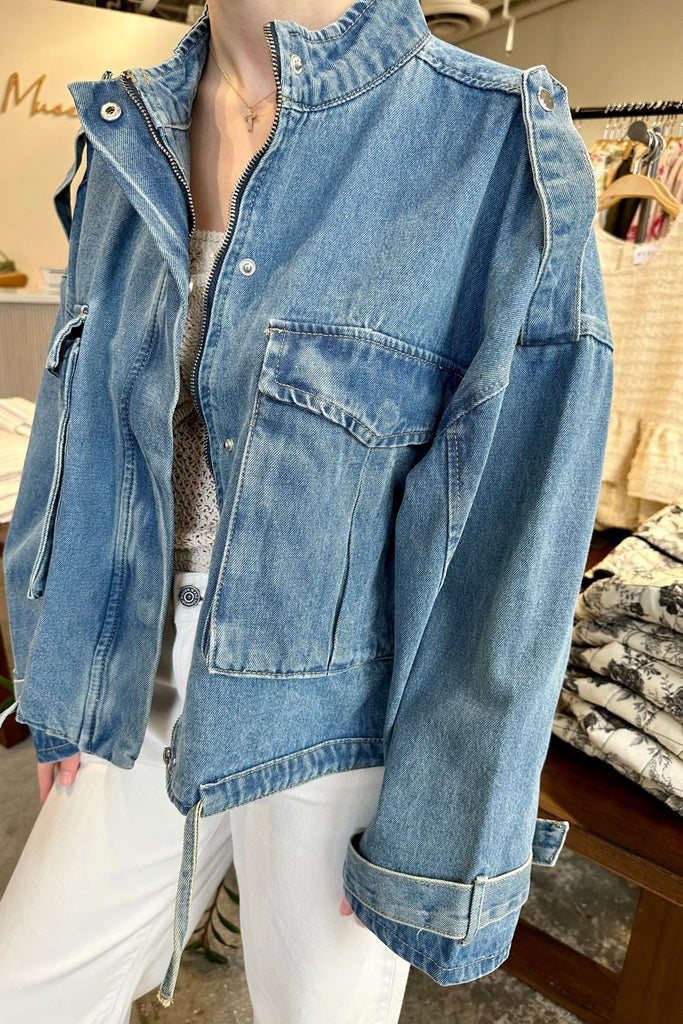 GLENWYN UTILITY DENIM JACKET - Violet Muse Boutique