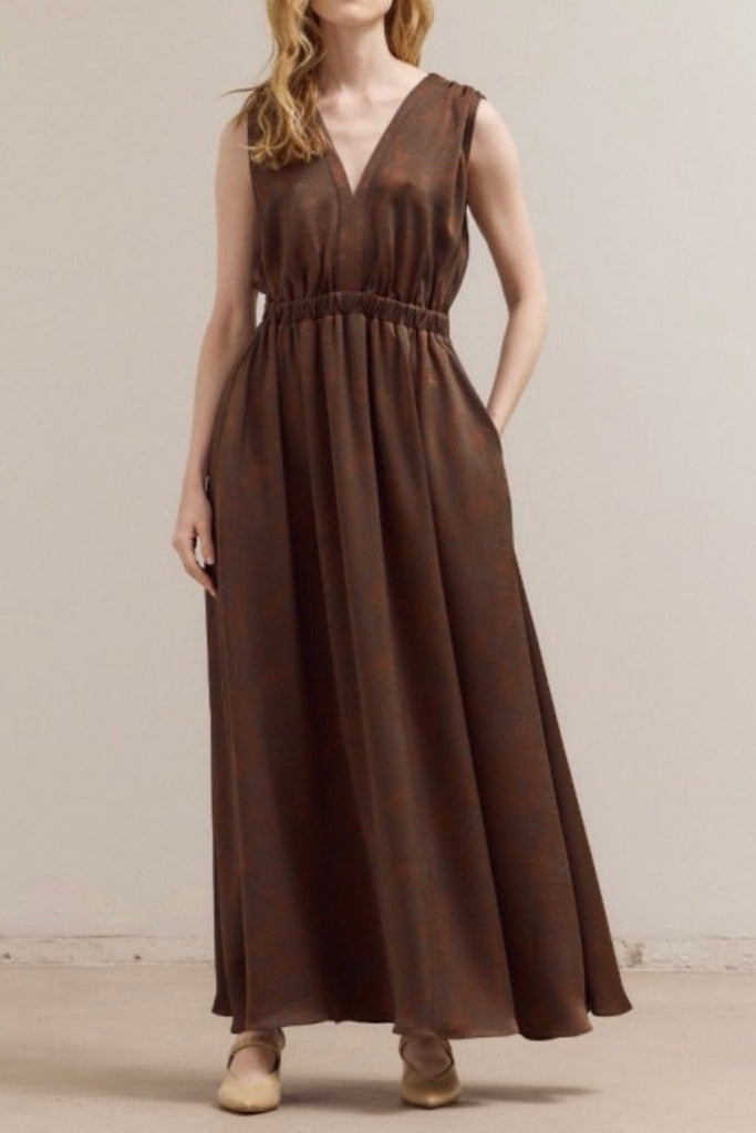 GOLDEN VALE TIED BACK DRESS - Violet Muse Boutique