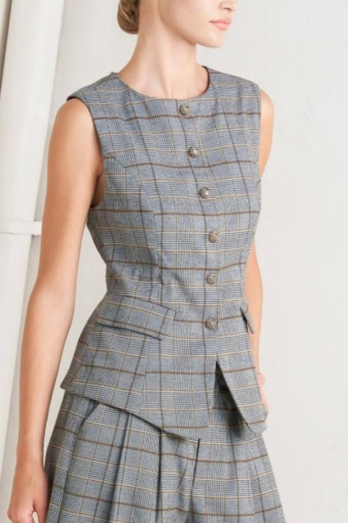 HERRINGTON PLAID VEST - Violet Muse Boutique