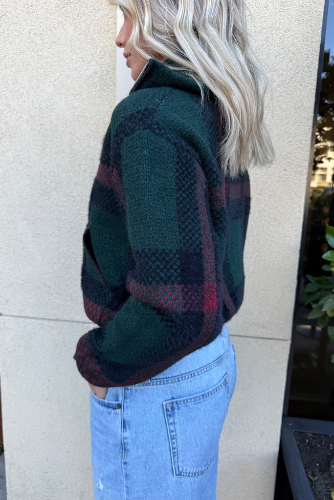 HIGHLAND PLAID ZIP UP JACKET - Violet Muse Boutique