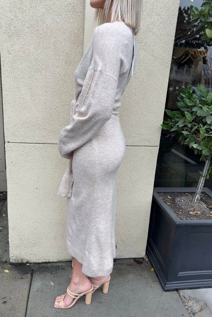 HIGHLEY OAT SIDE TIE KNIT DRESS - Violet Muse Boutique