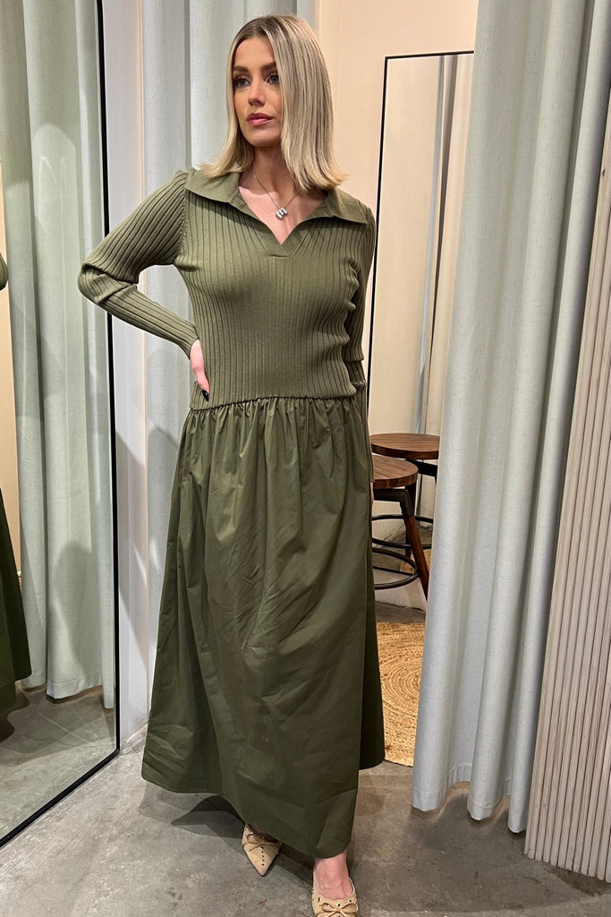 HILLSIDE OLIVE POLO DRESS - Violet Muse Boutique