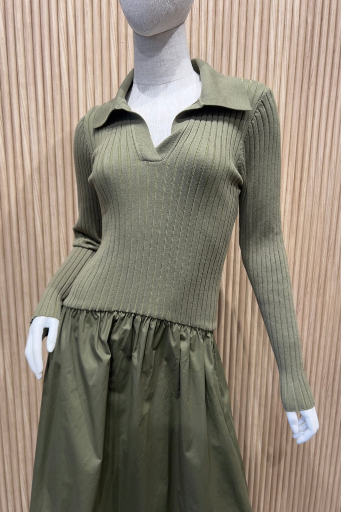 HILLSIDE OLIVE POLO DRESS - Violet Muse Boutique