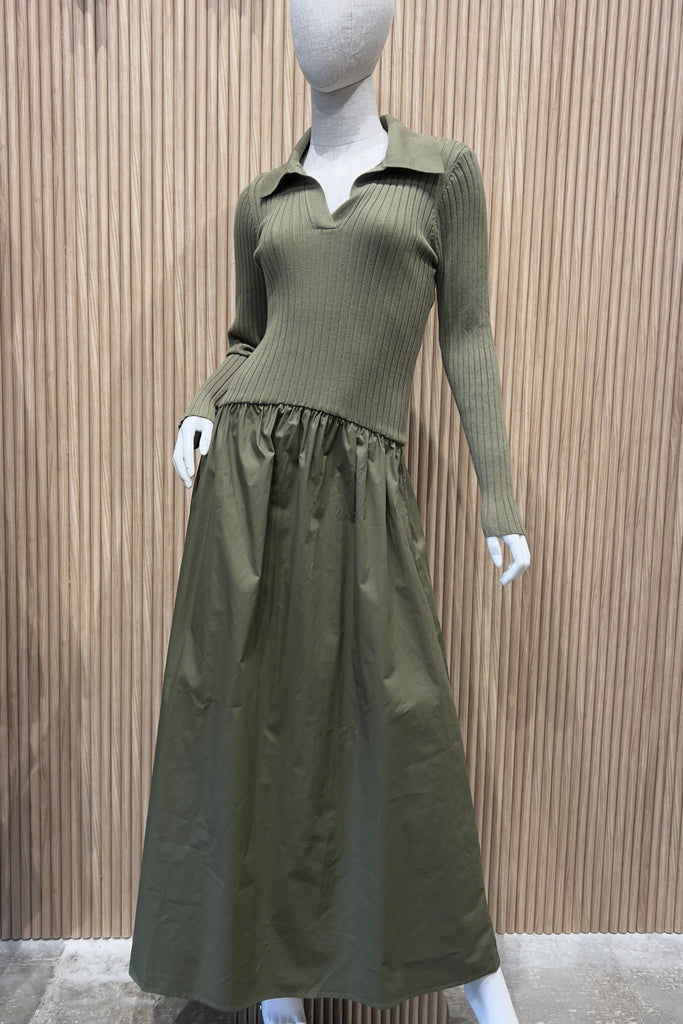 HILLSIDE OLIVE POLO DRESS - Violet Muse Boutique