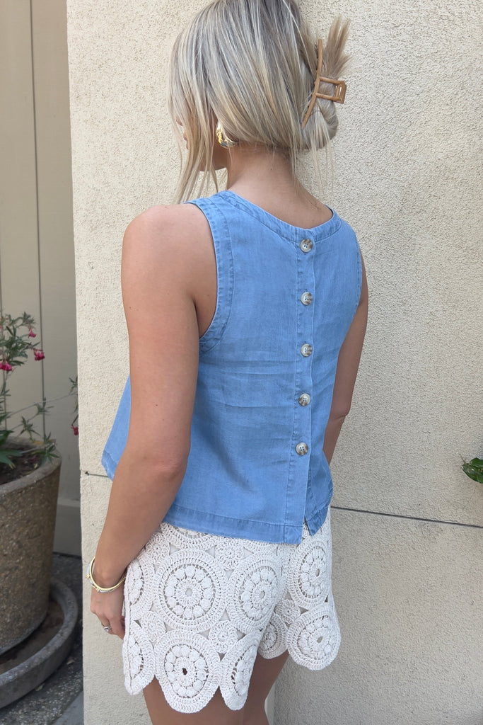 ISALIE DENIM TOP - Violet Muse Boutique