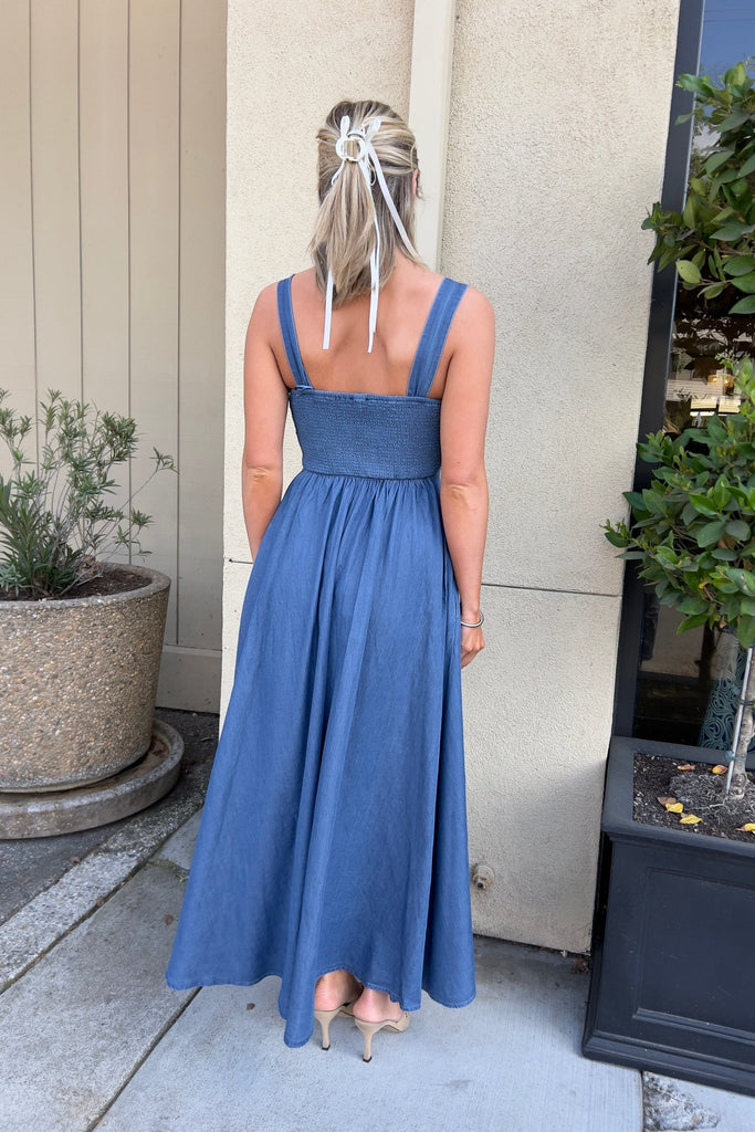 ISLAND TIME DENIM DRESS - Violet Muse Boutique