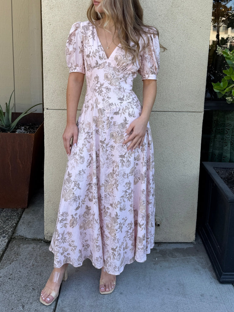 JARDIN DE FLEUR BLUSH LINEN DRESS – Violet Muse Boutique