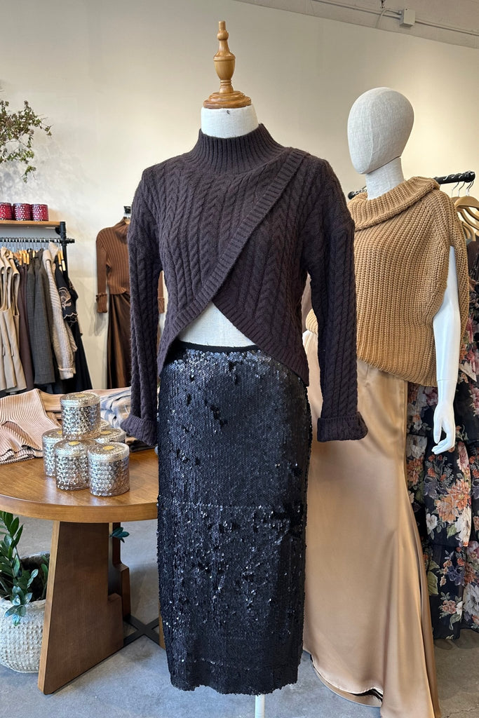 JOYLEE BLACK SEQUIN SKIRT - Violet Muse Boutique
