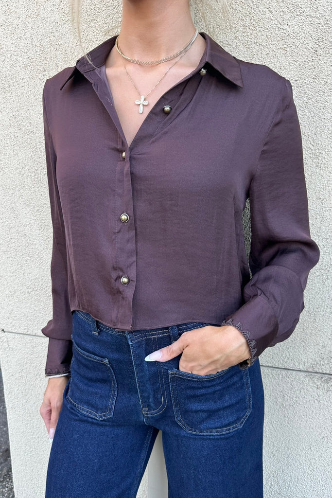KEEVA CHOCOLATE BLOUSE - Violet Muse Boutique