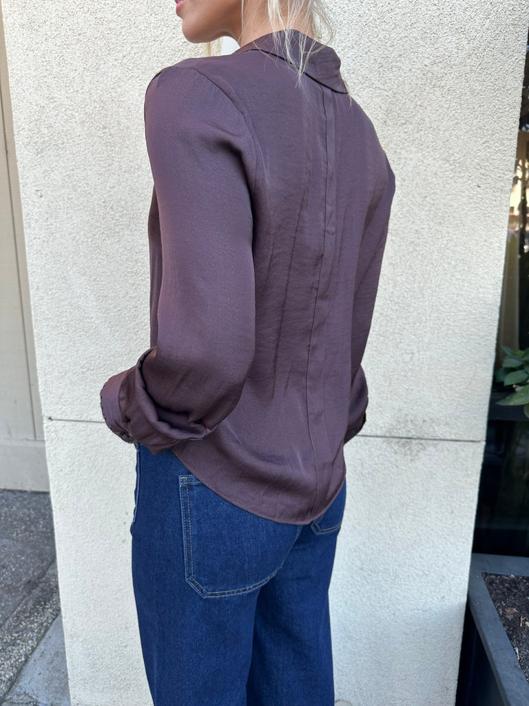 KEEVA CHOCOLATE BLOUSE - Violet Muse Boutique