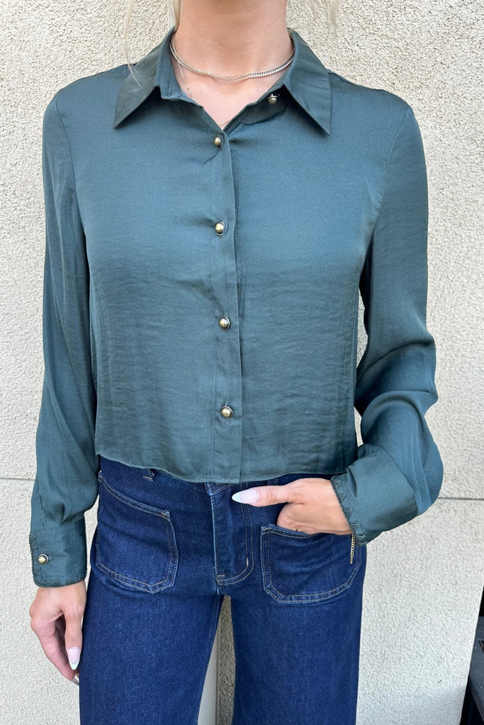 KEEVA GREEN BLOUSE - Violet Muse Boutique