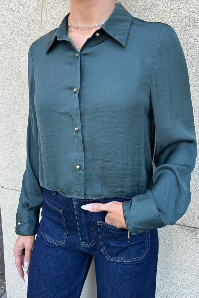 KEEVA GREEN BLOUSE - Violet Muse Boutique