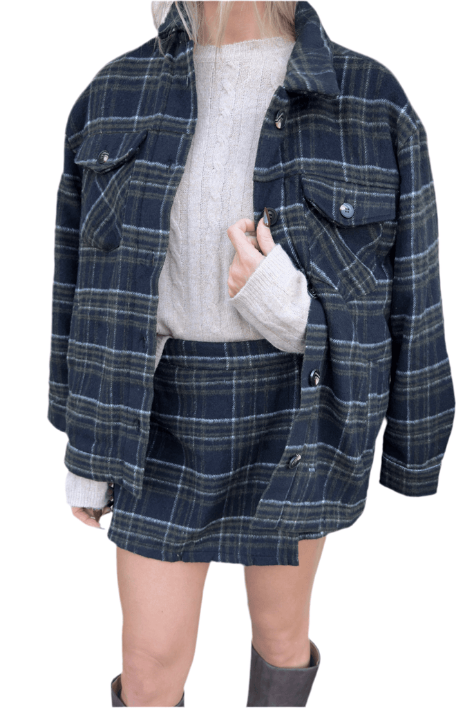KELLEN OLIVE PLAID JACKET - Violet Muse Boutique