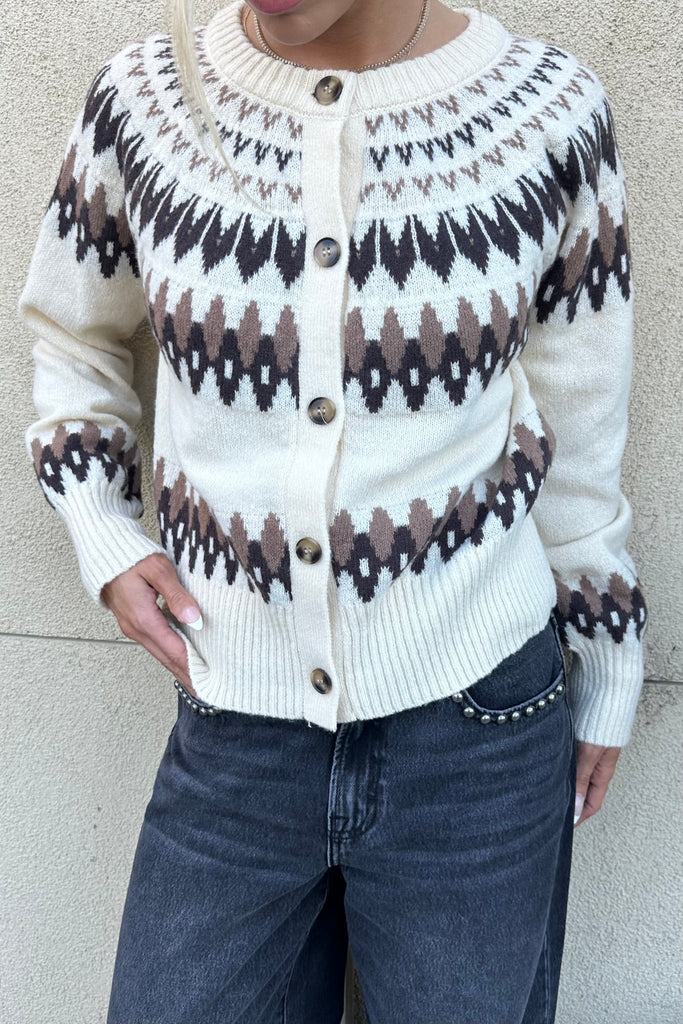 KENNA CREAM FAIR ISLE CARDIGAN - Violet Muse Boutique