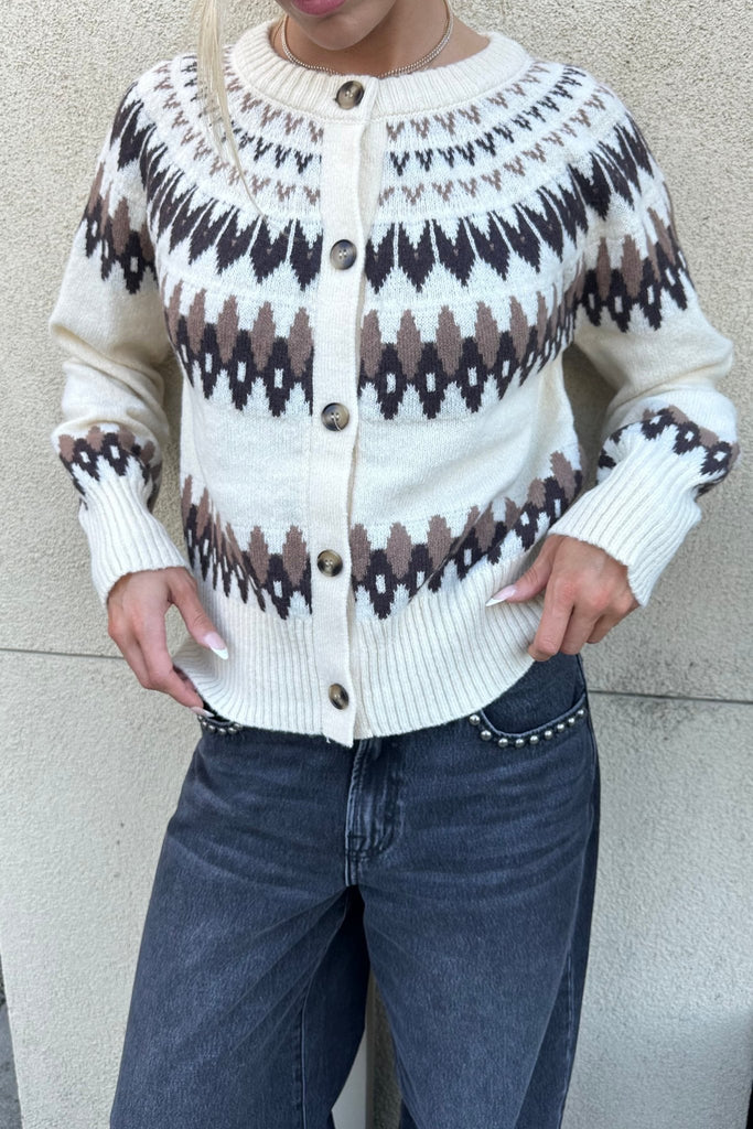 KENNA CREAM FAIR ISLE CARDIGAN - Violet Muse Boutique