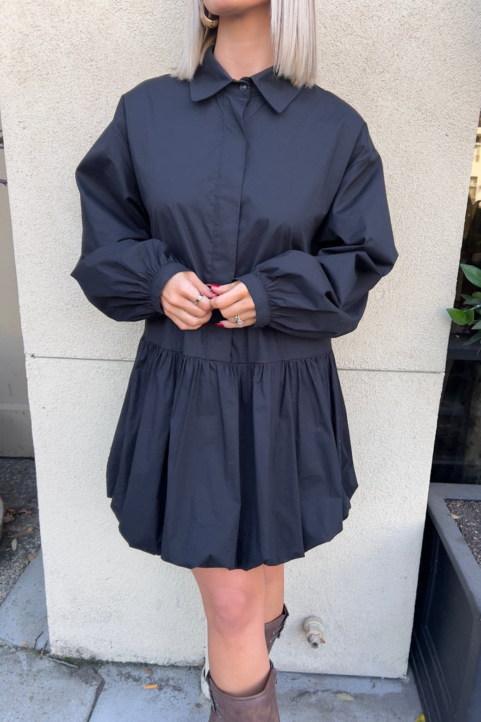 KERRI BUBBLE HEM SHIRT DRESS - Violet Muse Boutique