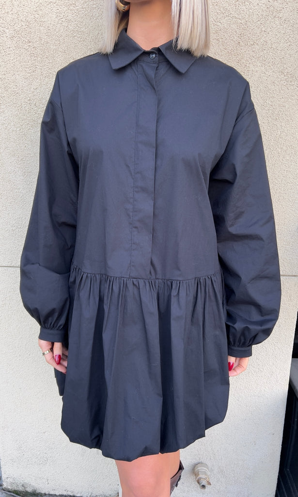 KERRI BUBBLE HEM SHIRT DRESS - Violet Muse Boutique