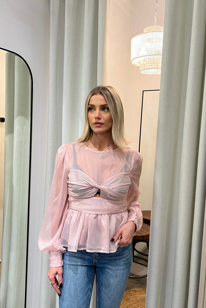LEAH BLUSH CHIFFON BLOUSE - Violet Muse Boutique