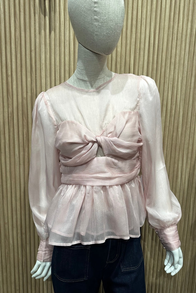 LEAH BLUSH CHIFFON BLOUSE - Violet Muse Boutique