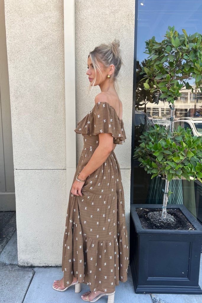 LOREEN OFF SHOULDER FLORAL DRESS - Violet Muse Boutique