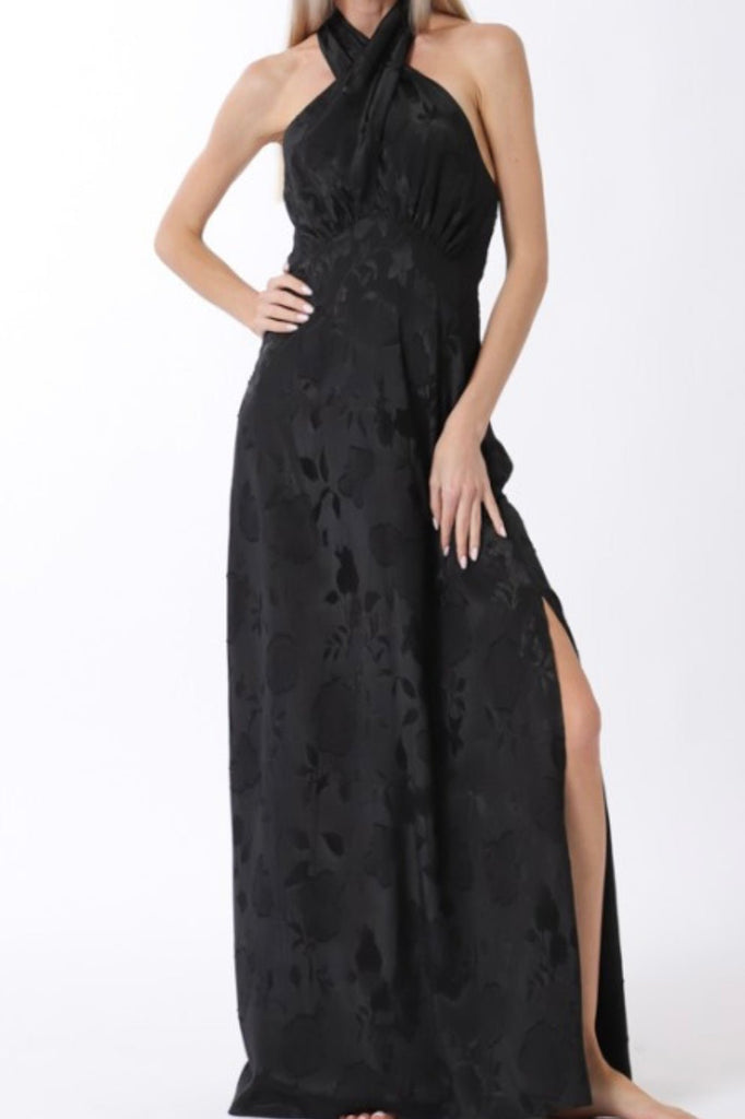 LUME VEIL HALTER NECK DRESS - Violet Muse Boutique