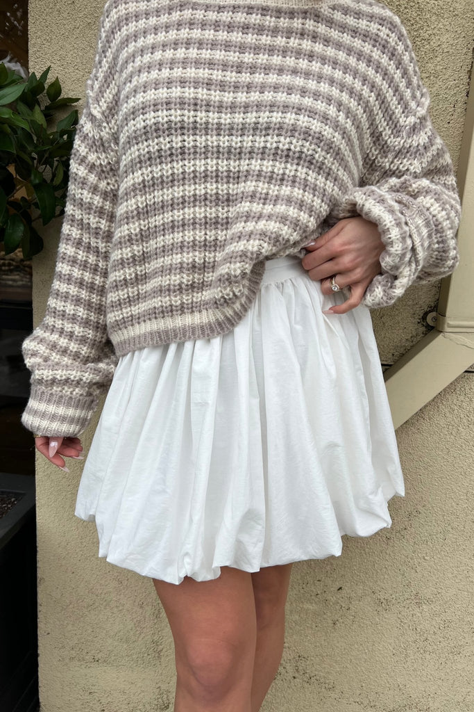 LUMINA IVORY BUBBLE MINI SKIRT - Violet Muse Boutique