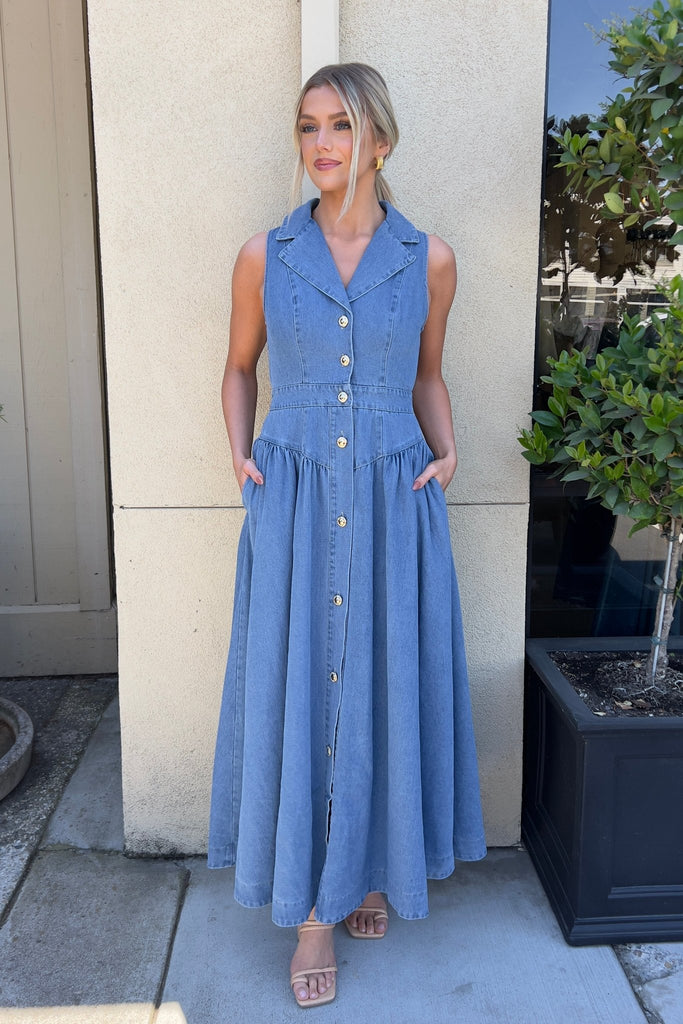 LUNA CREEK DENIM DRESS - Violet Muse Boutique