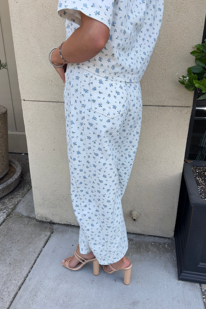 LUNIRA DENIM FLORAL PANTS - Violet Muse Boutique