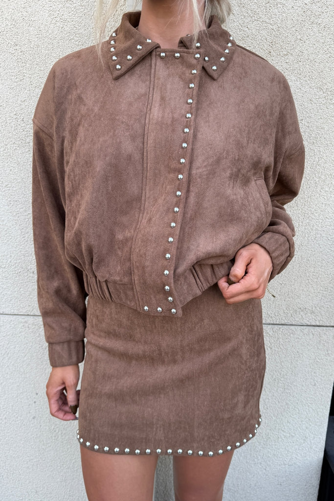 MARWOOD STUD DETAIL SUEDE JACKET - Violet Muse Boutique