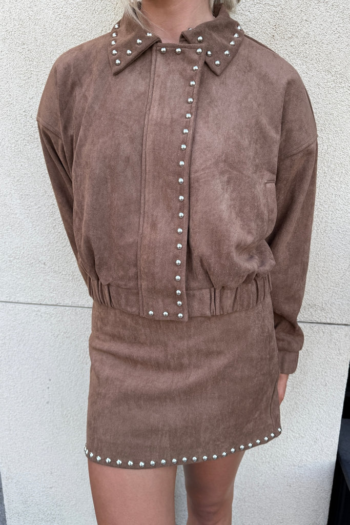 MARWOOD STUD DETAIL SUEDE JACKET - Violet Muse Boutique