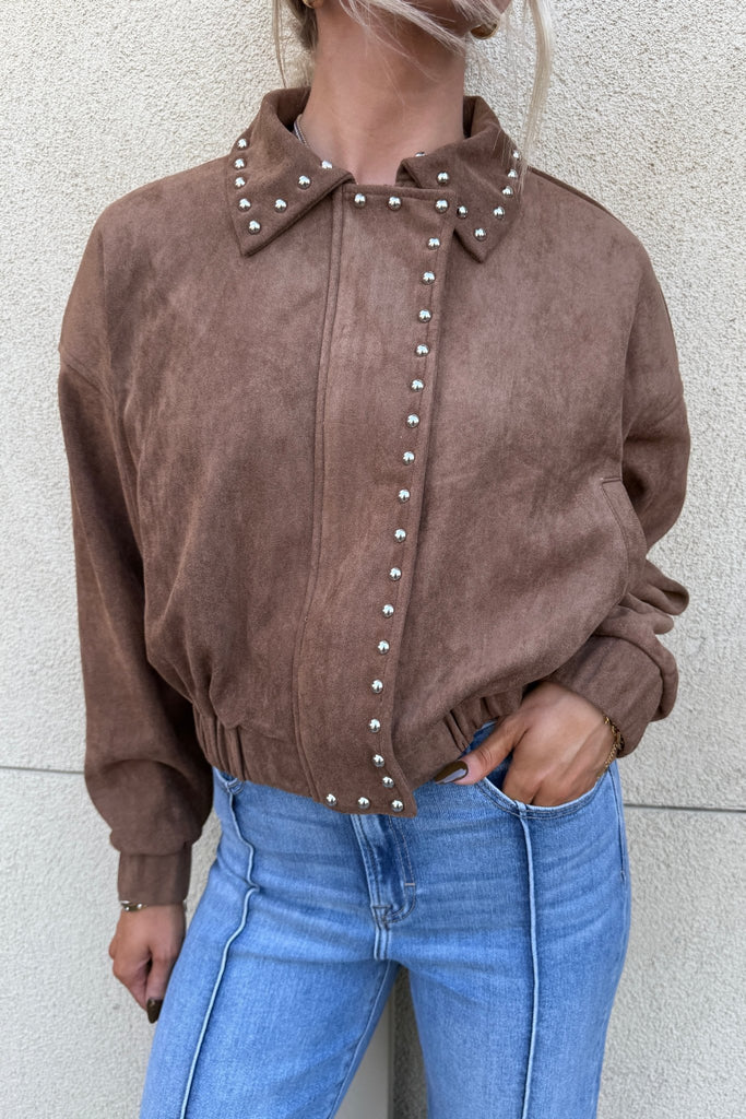 MARWOOD STUD DETAIL SUEDE JACKET - Violet Muse Boutique
