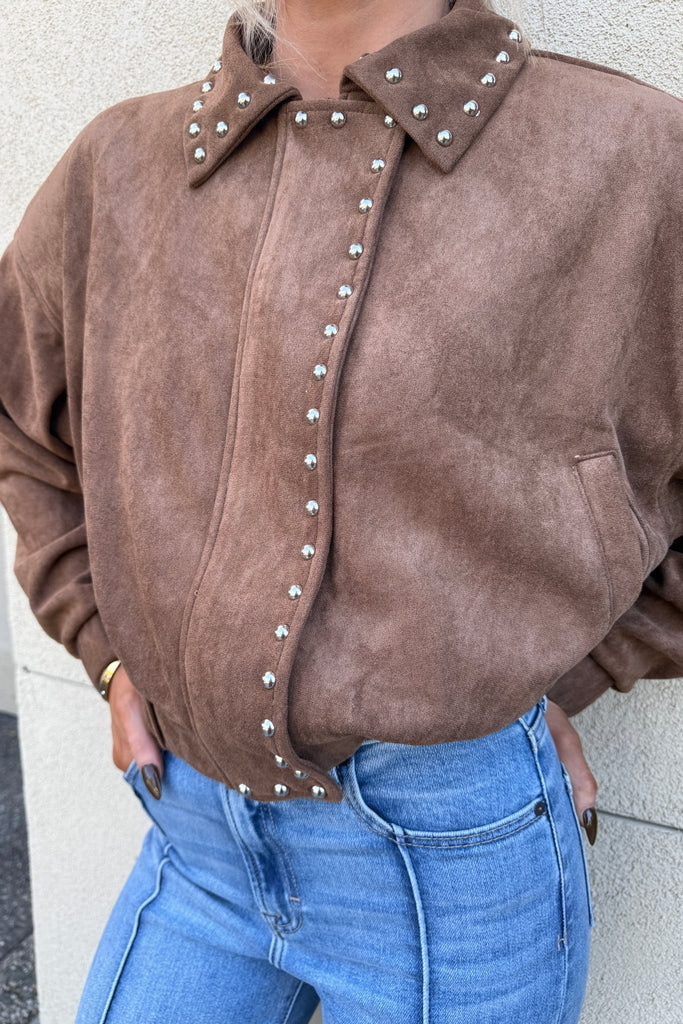 MARWOOD STUD DETAIL SUEDE JACKET - Violet Muse Boutique