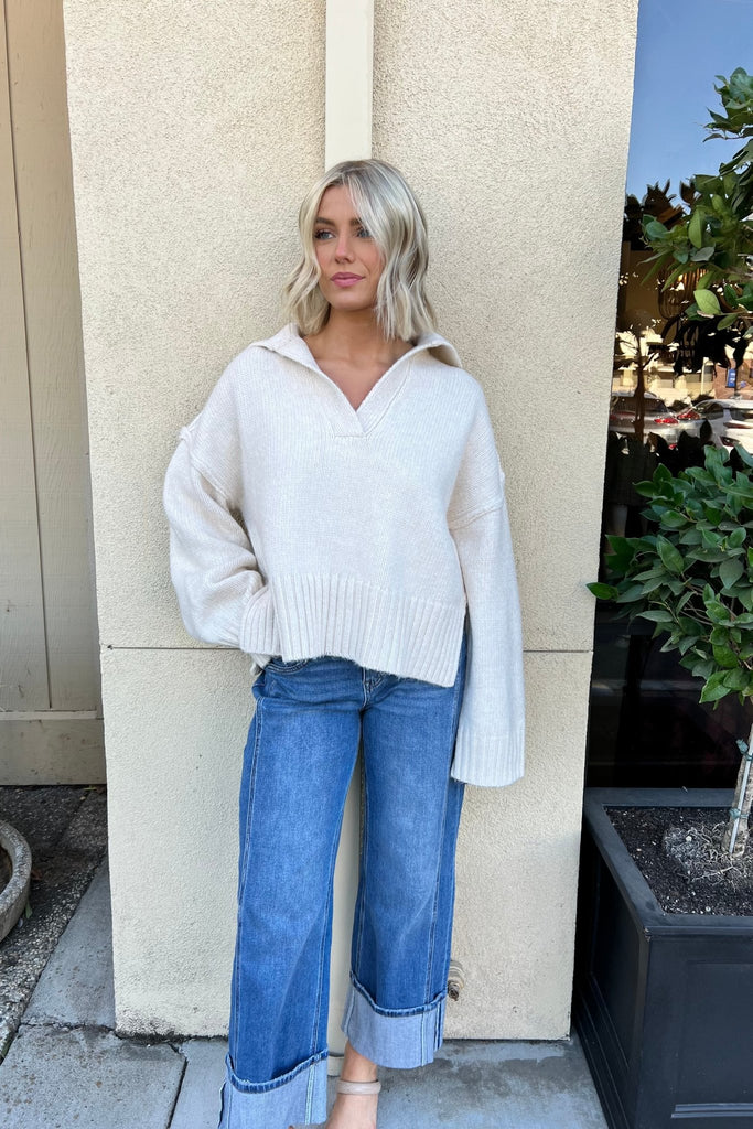 MARYE CREAM SWEATER - Violet Muse Boutique