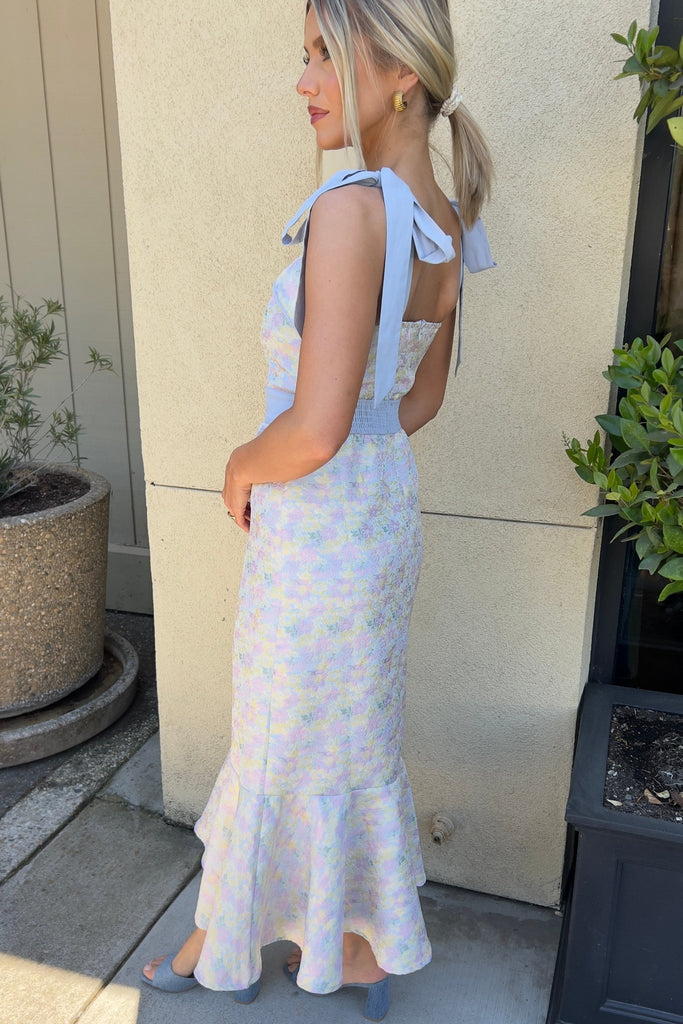 MEADOW SKY JACQUARD DRESS - Violet Muse Boutique