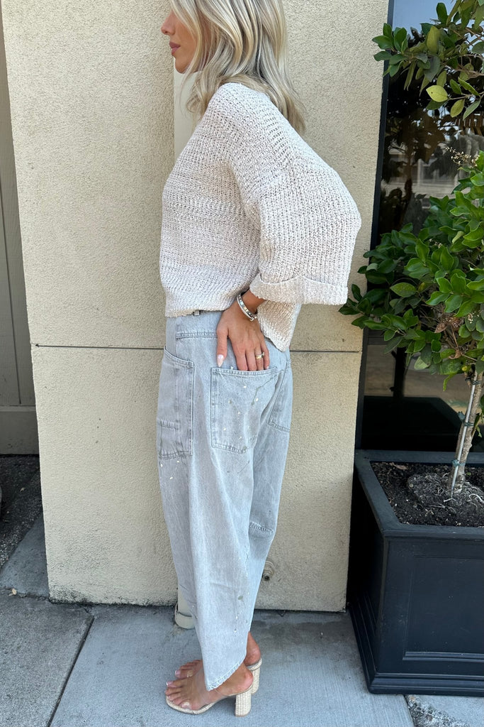 MEREVIN GREY RELAXED FIT DENIM JEANS - Violet Muse Boutique