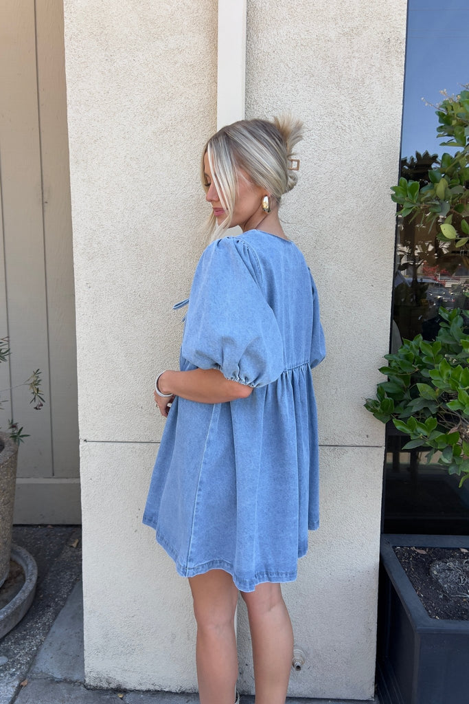 NAVRISE DENIM DRESS - Violet Muse Boutique