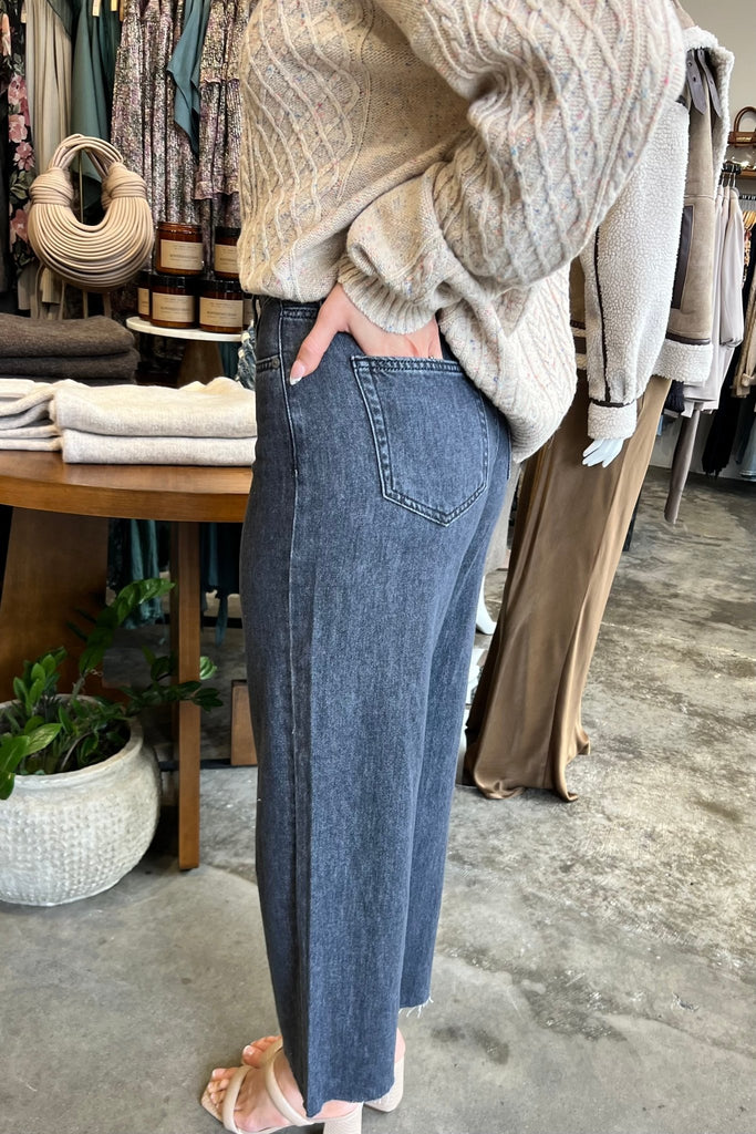 NORI DARK WIDELEG DENIM JEANS - Violet Muse Boutique