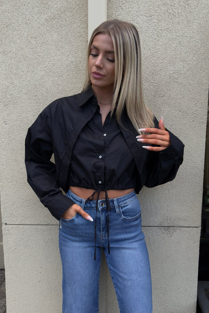 PIXEN CROPPED SHIRT - Violet Muse Boutique