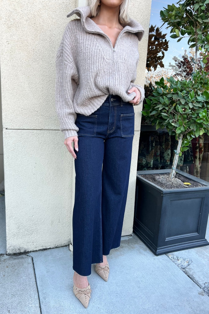 PLAYWAVE HIGH RISE DARK DENIM JEANS - Violet Muse Boutique