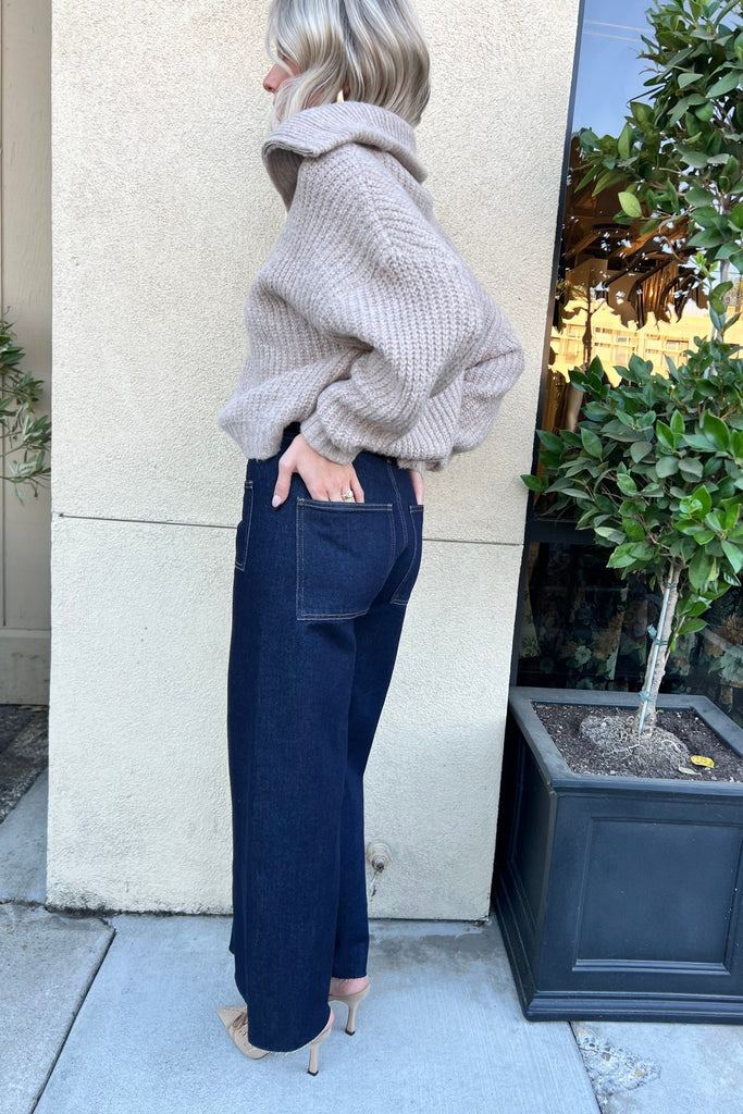 PLAYWAVE HIGH RISE DARK DENIM JEANS - Violet Muse Boutique