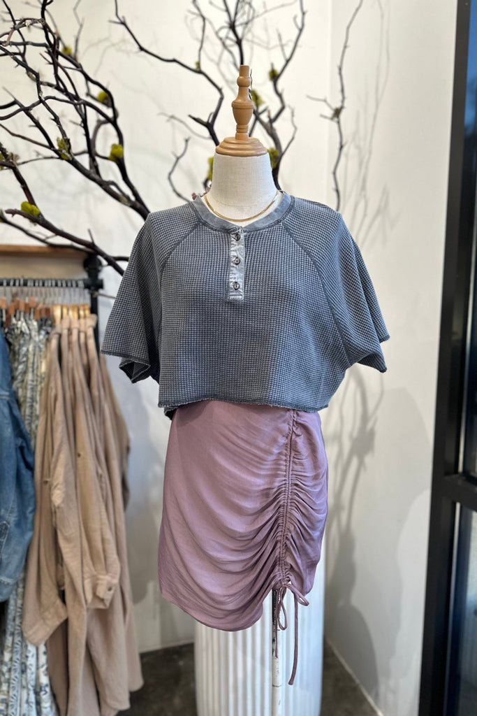 RAIE BLACK WAFFLE KNIT TEE - Violet Muse Boutique