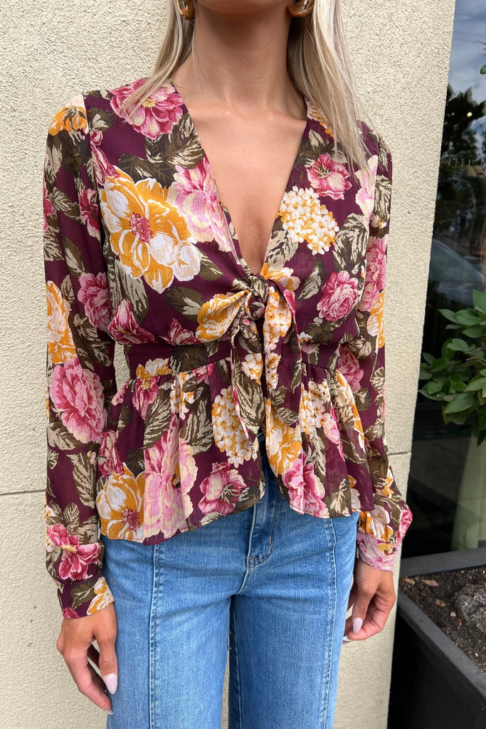 RAINA FLORAL TOP - Violet Muse Boutique