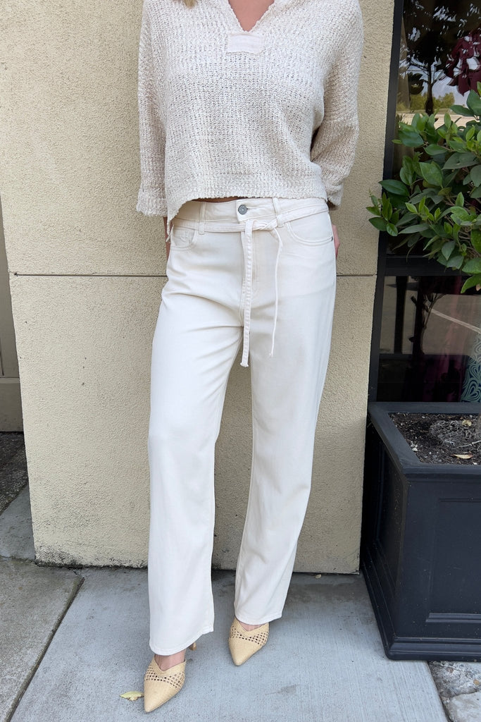 REVI ECRU DENIM JEANS - Violet Muse Boutique