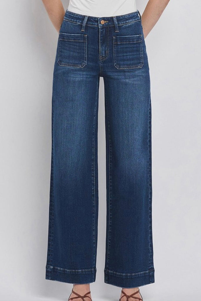 RUNAWAY WIDE LEG DENIM JEANS - Violet Muse Boutique
