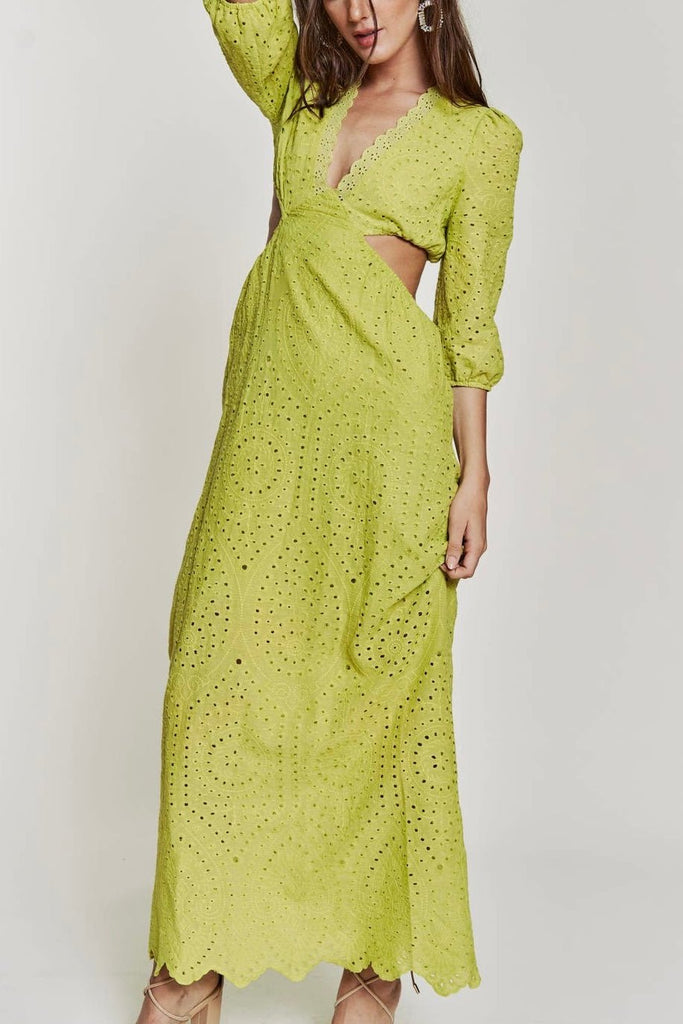 SABRINA EYELET CUT OUT MAXI DRESS - Violet Muse Boutique