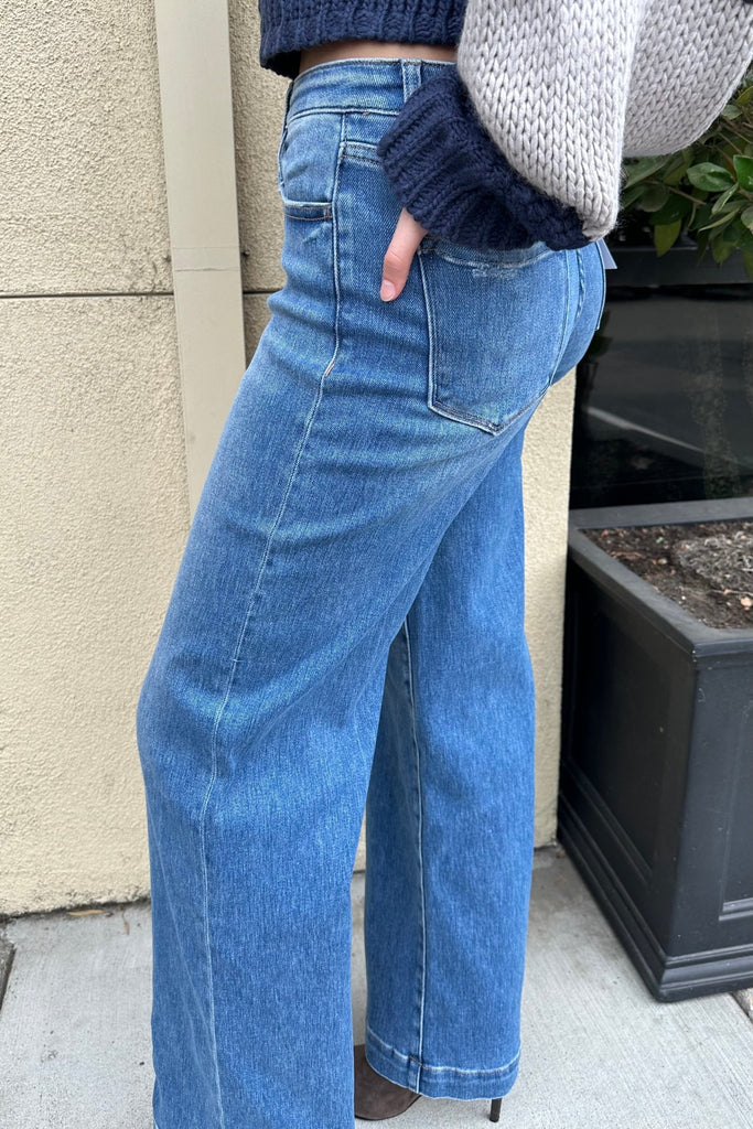SAI WIDE LEG DENIM JEANS - Violet Muse Boutique