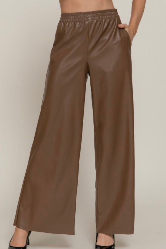 SAVINE FAUX LEATHER PANTS - Violet Muse Boutique