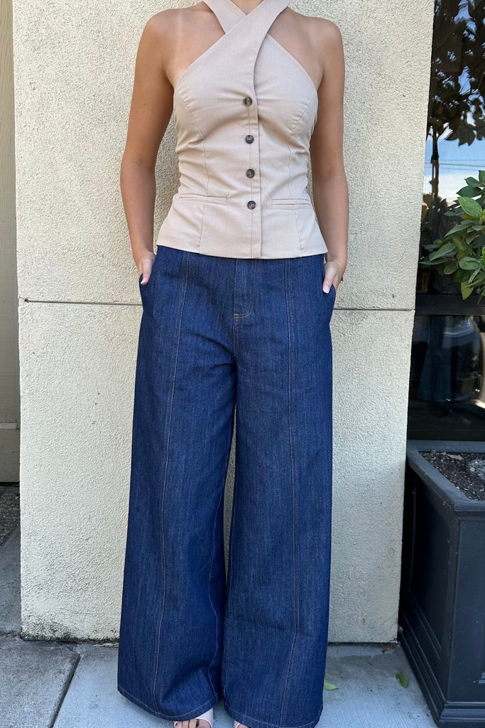 SEAFLAIR WIDE LEG DENIM JEANS - Violet Muse Boutique