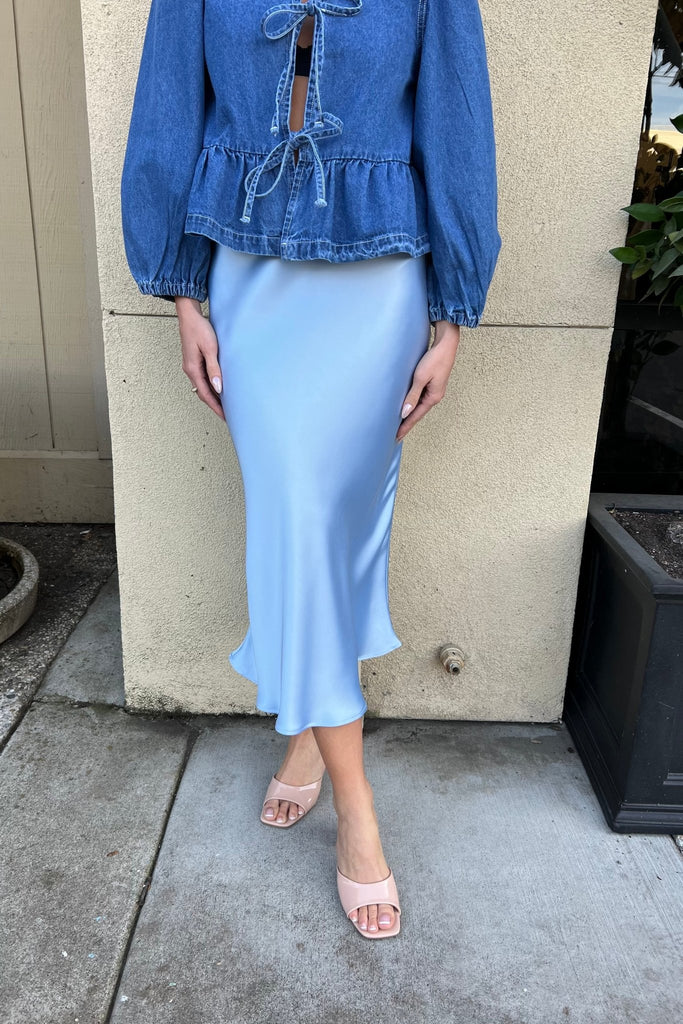 SELWYN BLUE SLIP SKIRT - Violet Muse Boutique